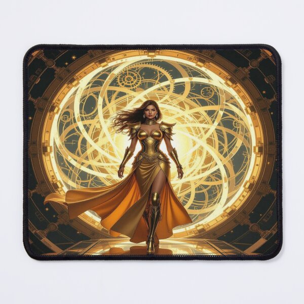 Item preview, Golden Empress in a radiant energy circle with futuristic elegance and powerful presence designed and sold by FotoworldEdel.