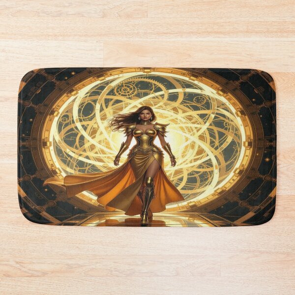 Item preview, Golden Empress in a radiant energy circle with futuristic elegance and powerful presence designed and sold by FotoworldEdel.