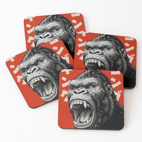 Item preview, Kong on Red - Retro Japanese Kaiju Art designed and sold by Ink Monters.