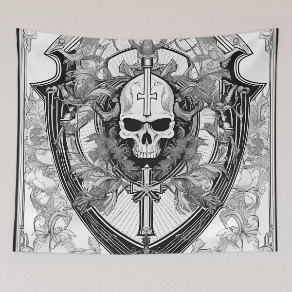 Item preview, Gothic Cross Skull Heraldic Crest designed and sold by DarkOriginArts.