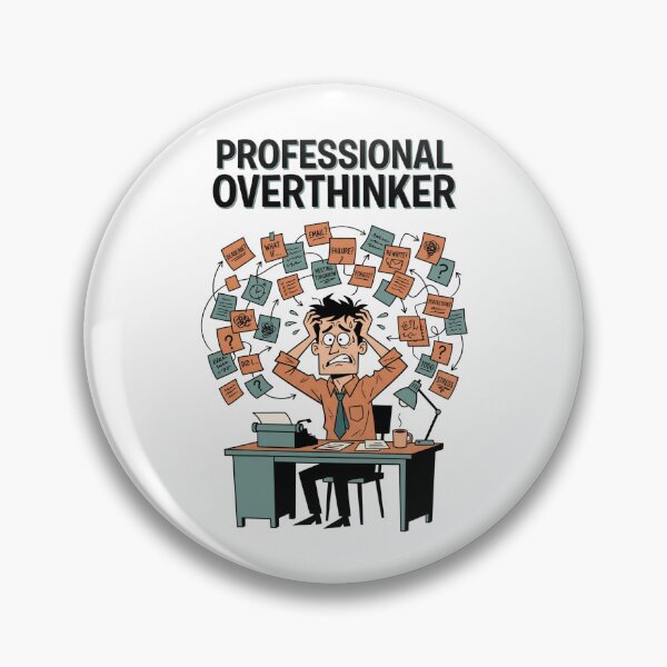 Item preview, Professional Overthinker Anxious Desk Worker Cartoon designed and sold by Fenay Designs.