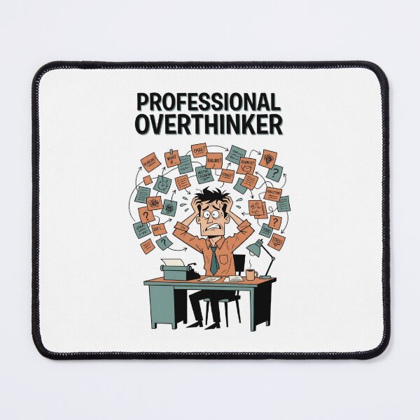 Item preview, Professional Overthinker Anxious Desk Worker Cartoon designed and sold by Fenay Designs.