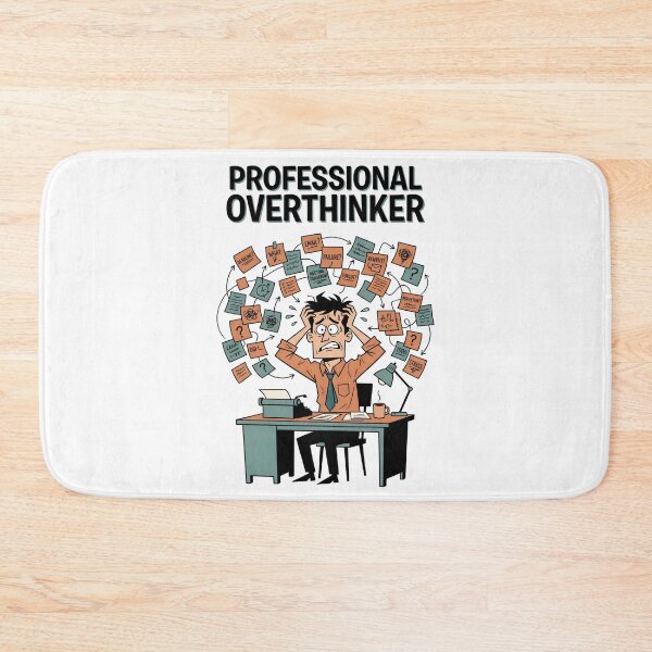 Item preview, Professional Overthinker Anxious Desk Worker Cartoon designed and sold by Fenay Designs.