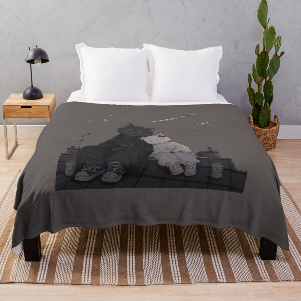 Item preview, Same Sky Same Overthinking Rooftop Cats Illustration designed and sold by alvinavery.