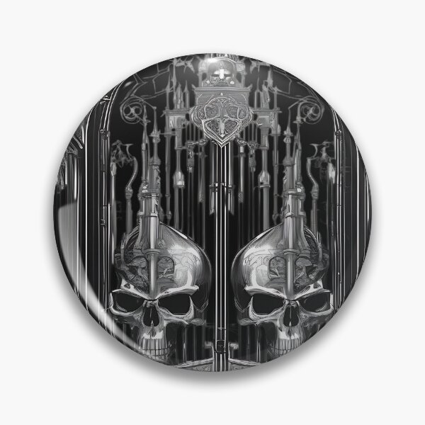 Item preview, Gothic Cathedral Gates Twin Skull Engraving designed and sold by DarkOriginArts.