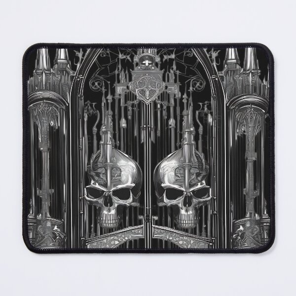 Item preview, Gothic Cathedral Gates Twin Skull Engraving designed and sold by DarkOriginArts.