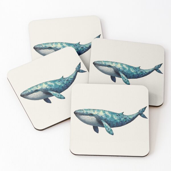 Item preview, Blue Geometric Whale – Modern Animal Art designed and sold by Tklezardesigns.