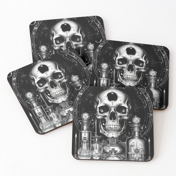 Item preview, Alchemy Laboratory Skull and Poison Bottles Engraving designed and sold by DarkOriginArts.