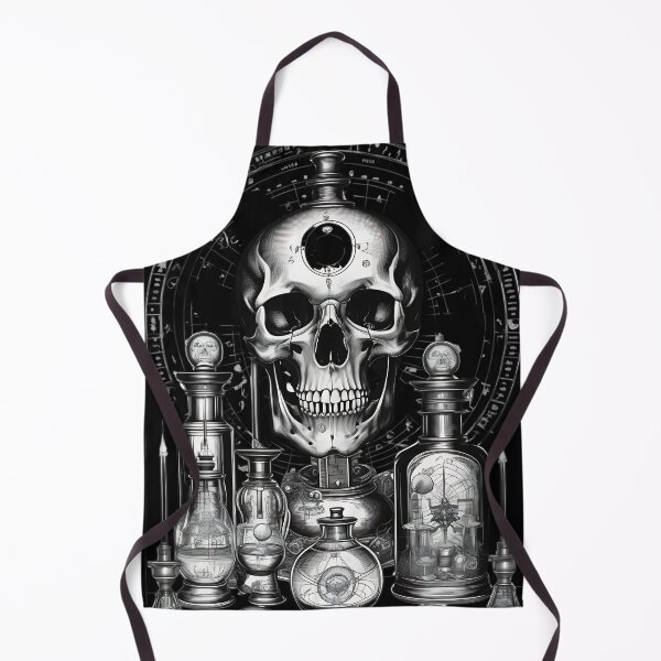 Item preview, Alchemy Laboratory Skull and Poison Bottles Engraving designed and sold by DarkOriginArts.