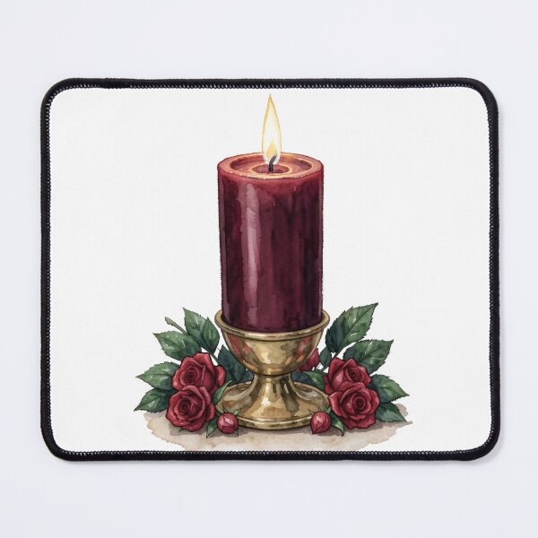 Item preview, Elegant Watercolor Burgundy Candle & Red Roses designed and sold by LuminaArtRO.