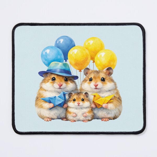 Item preview, Realistic painting of hamster family with balloons designed and sold by the artedivino.