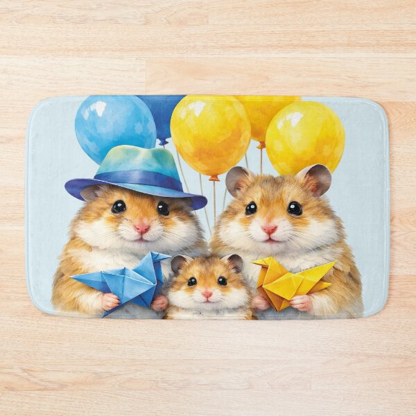 Item preview, Realistic painting of hamster family with balloons designed and sold by the artedivino.