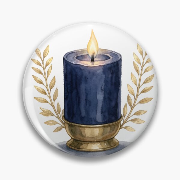 Item preview, Elegant Watercolor Navy Blue Candle & Gold Laurels designed and sold by LuminaArtRO.