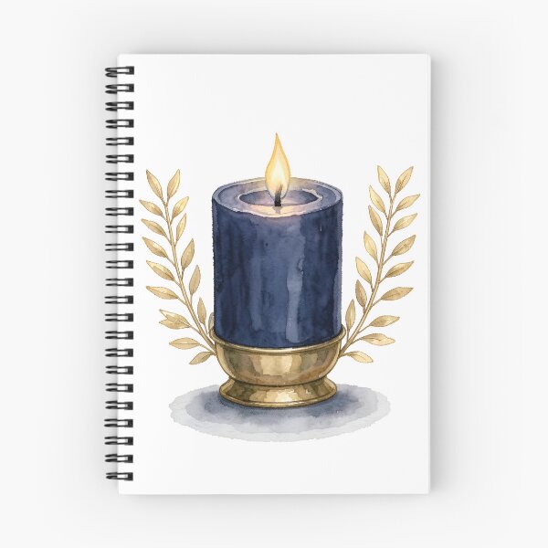 Item preview, Elegant Watercolor Navy Blue Candle & Gold Laurels designed and sold by LuminaArtRO.