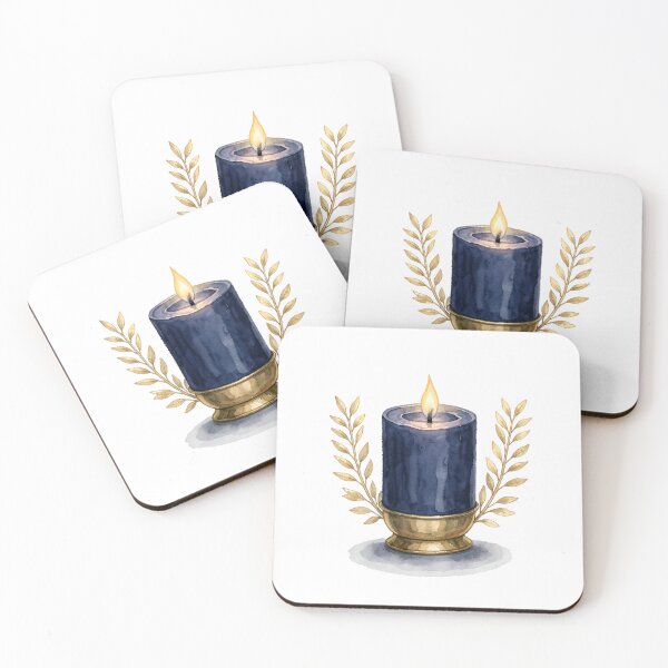 Item preview, Elegant Watercolor Navy Blue Candle & Gold Laurels designed and sold by LuminaArtRO.