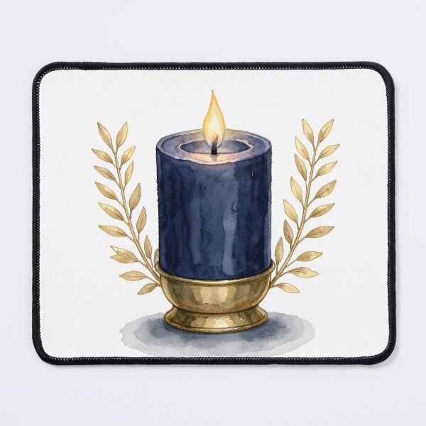 Item preview, Elegant Watercolor Navy Blue Candle & Gold Laurels designed and sold by LuminaArtRO.