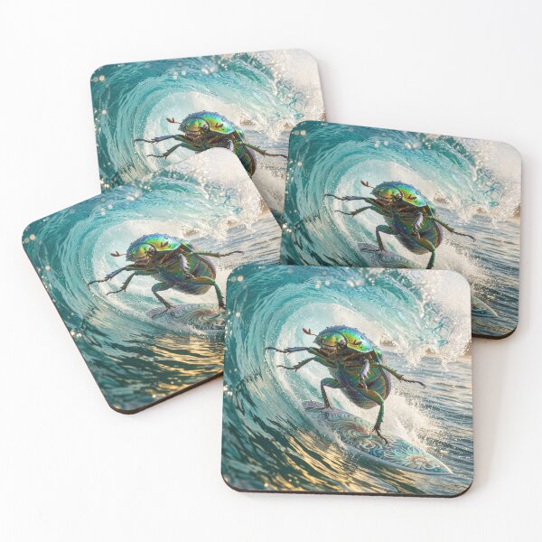 Item preview, Jewel Scarab Beetle Riding a Sea Anemone Surfboard designed and sold by Tridentulus.