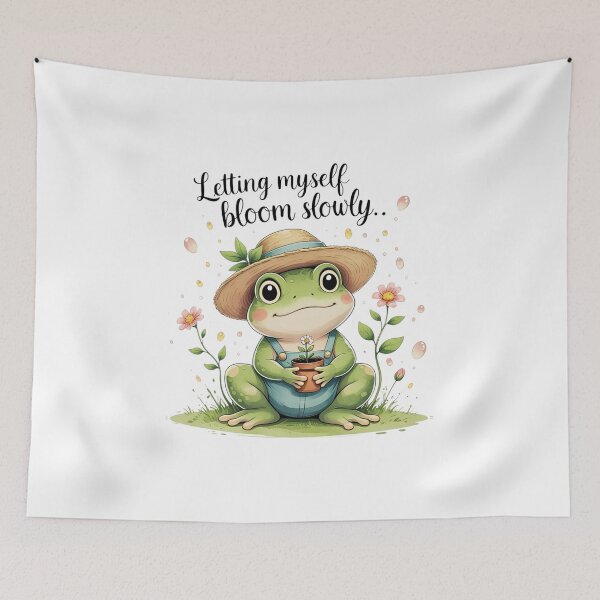 Item preview, Letting Myself Bloom Slowly Cute Frog Spring Cottagecore designed and sold by AQUILAKREO.