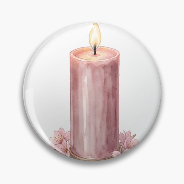 Item preview, Elegant Watercolor Dusty Rose Candle & Cherry Blossoms designed and sold by LuminaArtRO.