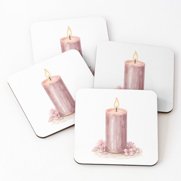 Item preview, Elegant Watercolor Dusty Rose Candle & Cherry Blossoms designed and sold by LuminaArtRO.