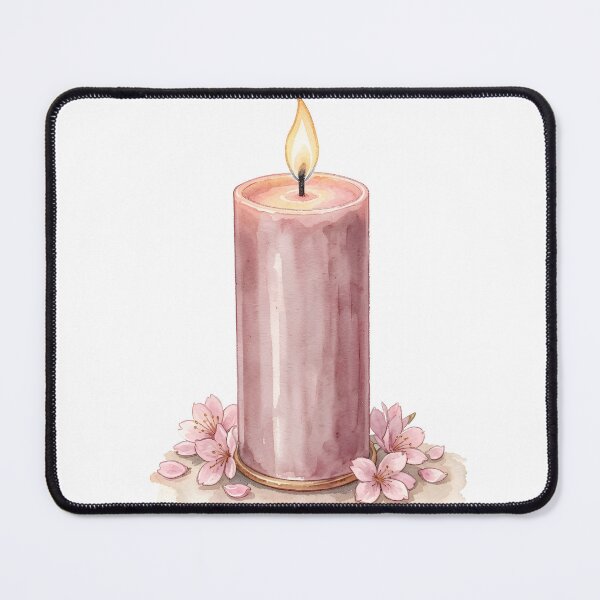 Item preview, Elegant Watercolor Dusty Rose Candle & Cherry Blossoms designed and sold by LuminaArtRO.