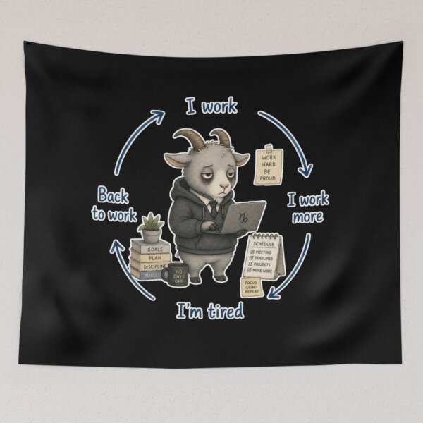 Item preview, Workaholic Goat Meme designed and sold by AMS.
