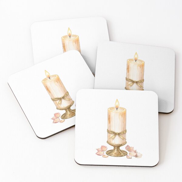 Item preview, Elegant Watercolor Ivory Candle & Gold Ribbon designed and sold by LuminaArtRO.