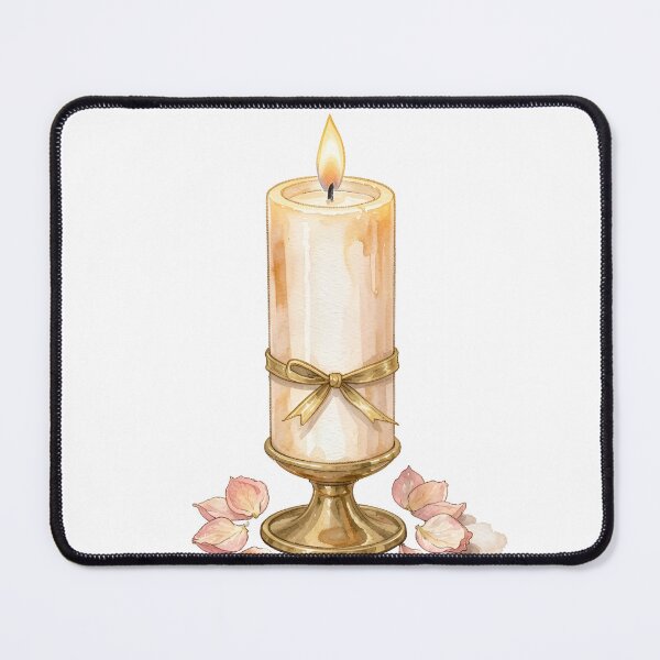 Item preview, Elegant Watercolor Ivory Candle & Gold Ribbon designed and sold by LuminaArtRO.