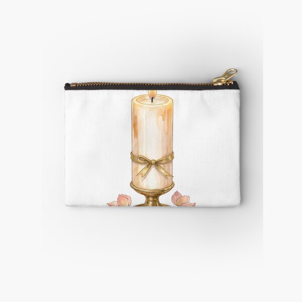 Item preview, Elegant Watercolor Ivory Candle & Gold Ribbon designed and sold by LuminaArtRO.