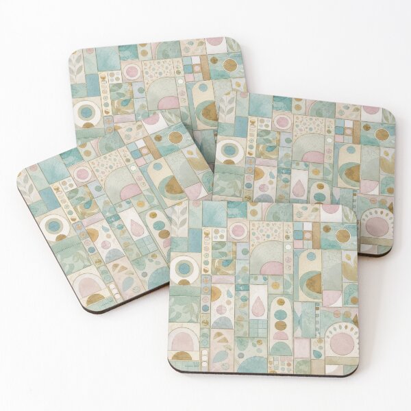 Item preview, Abstract Botanical Tiles Modern Geometric Collage designed and sold by Lizetteh.