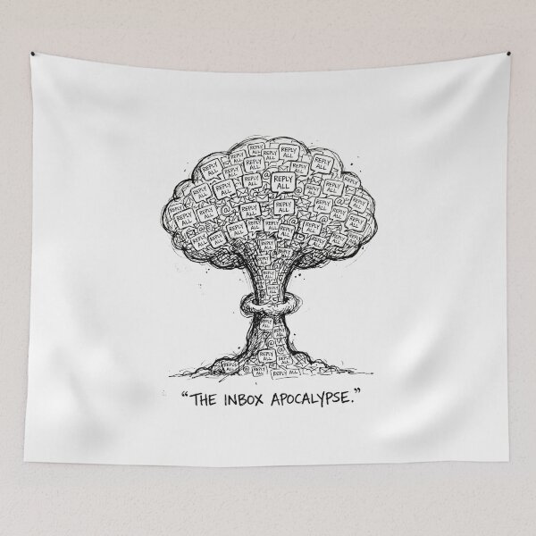 Item preview, The Inbox Apocalypse Email Mushroom Cloud Line Art Graphic designed and sold by Fenay Designs.