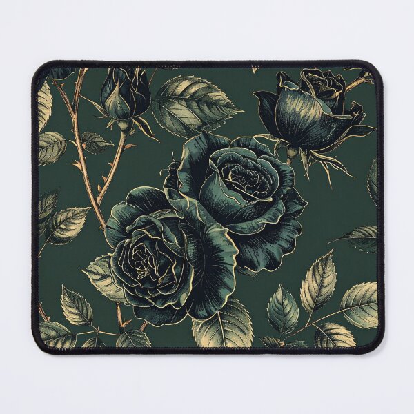 Item preview, Victorian Gothic Rose Forest Green Gold Seamless Pattern designed and sold by Grainwork.