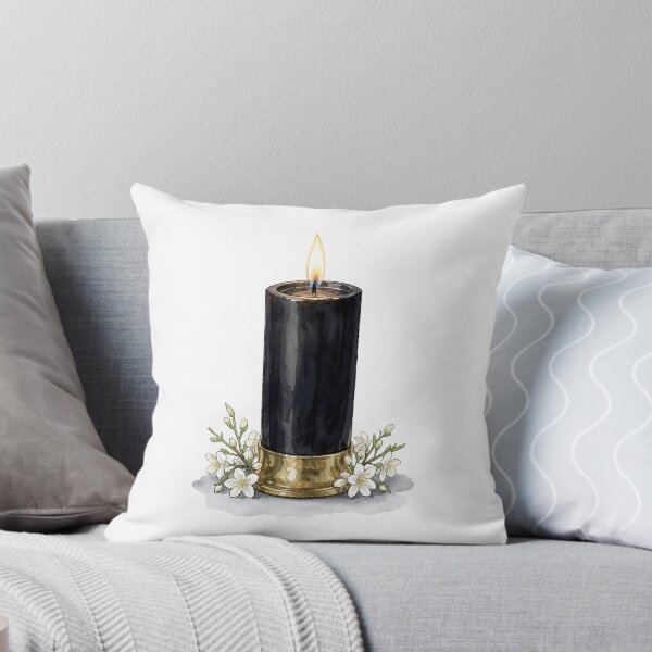 Item preview, Elegant Watercolor Midnight Black Candle & White Flowers designed and sold by LuminaArtRO.