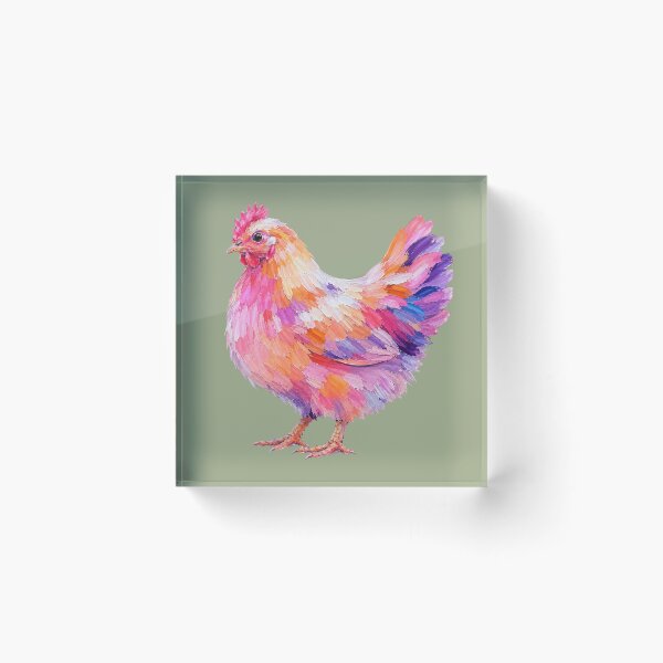 Item preview, Modern Folk Dreamy Neon Chicken – Abstract Impasto Bird Art designed and sold by byaga.