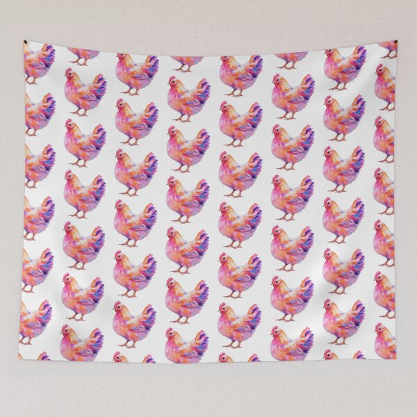 Item preview, Modern Folk Dreamy Neon Chicken – Abstract Impasto Bird Art designed and sold by byaga.