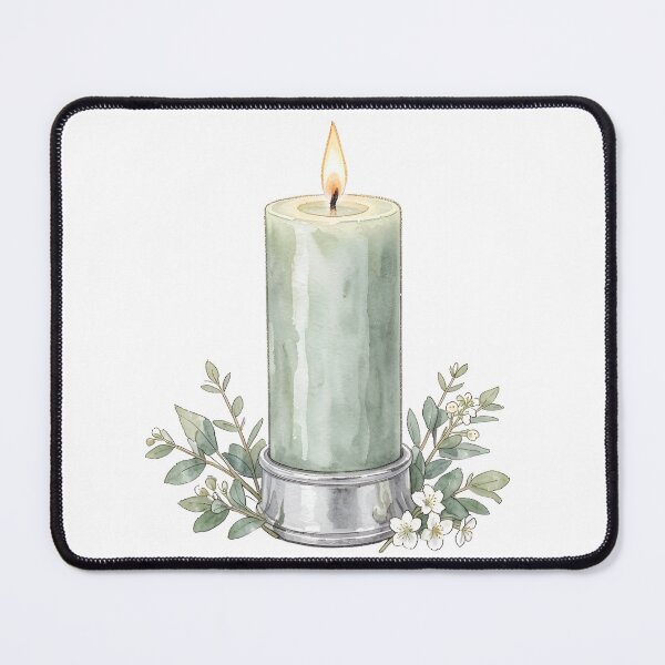 Item preview, Natural Watercolor Sage Green Candle & Eucalyptus designed and sold by LuminaArtRO.