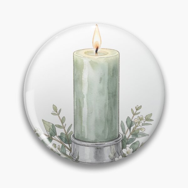 Item preview, Natural Watercolor Sage Green Candle & Eucalyptus designed and sold by LuminaArtRO.