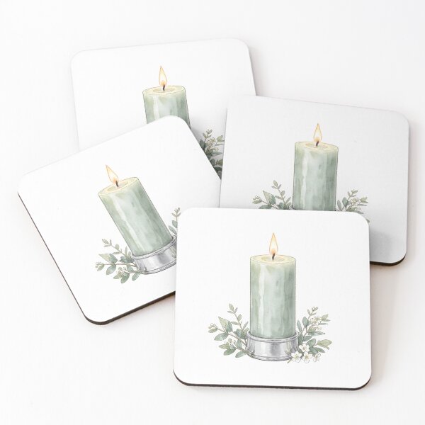Item preview, Natural Watercolor Sage Green Candle & Eucalyptus designed and sold by LuminaArtRO.