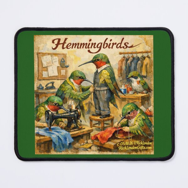 Item preview, Hemmingbirds – A Whimsical Tailor Shop Cartoon designed and sold by Rick London Gifts.