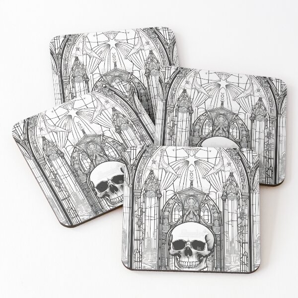 Item preview, Gothic Cathedral Stained Glass Skull Engraving designed and sold by DarkOriginArts.