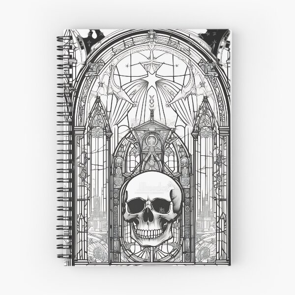 Item preview, Gothic Cathedral Stained Glass Skull Engraving designed and sold by DarkOriginArts.