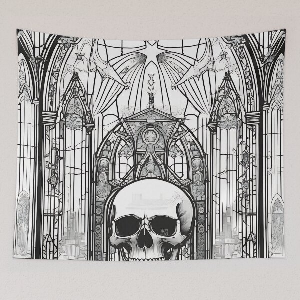 Item preview, Gothic Cathedral Stained Glass Skull Engraving designed and sold by DarkOriginArts.