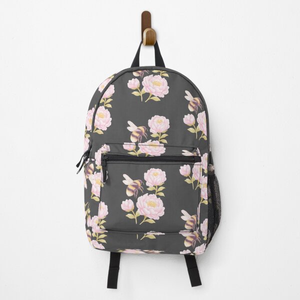 Item preview, Bee and pink peony flowers botanical illustration  designed and sold by SweetLilith.