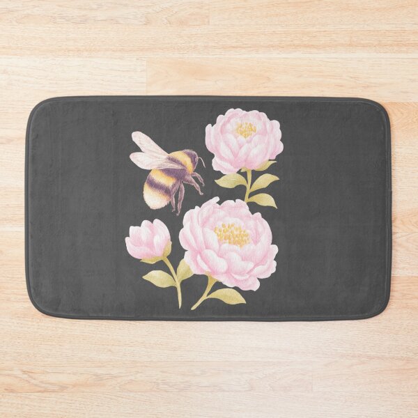 Item preview, Bee and pink peony flowers botanical illustration  designed and sold by SweetLilith.