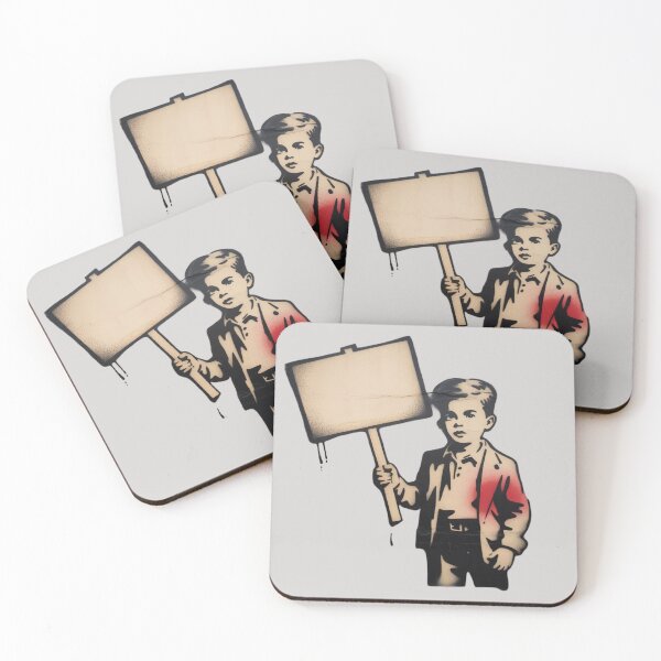Item preview, Banksy stencil-based street art mural depicting a 1950s boy holding sign designed and sold by 123ks.
