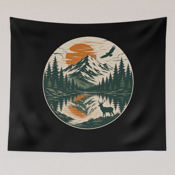 Item preview, Mountain Landscape Reflection Forest Trees Outdoor Wildlife designed and sold by clothesy7.
