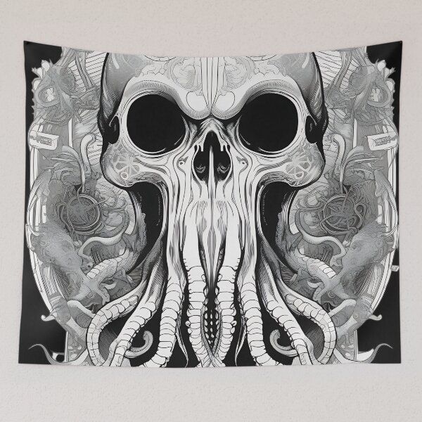 Item preview, Cthulhu Kraken Skull Occult Engraving Art designed and sold by DarkOriginArts.