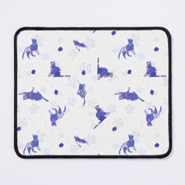 Item preview, Silhouettes of Cats with Blue Flowers designed and sold by Nekogobido.