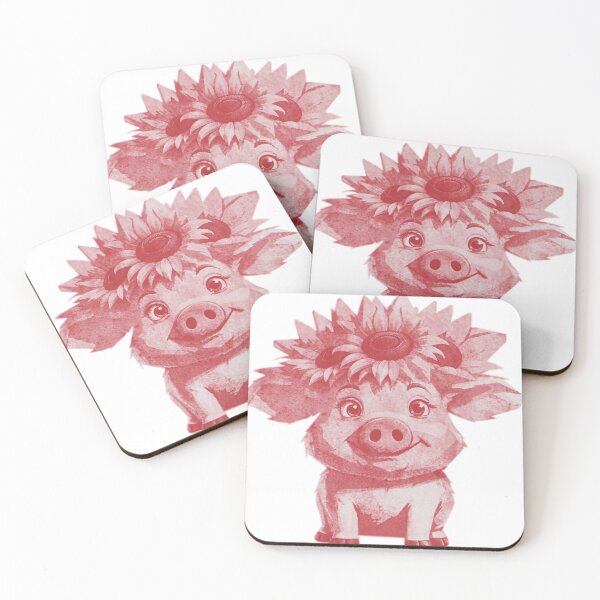 Item preview, Cute Pig with Sunflowers designed and sold by kinpirks.