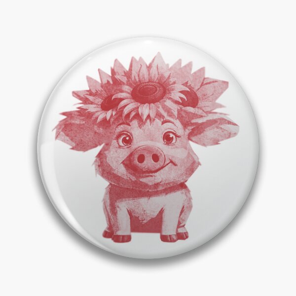 Item preview, Cute Pig with Sunflowers designed and sold by kinpirks.